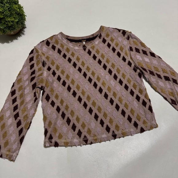 Free People Tops - Free People Magic Carpet Cropped Tee Size XS Textured Purple‎ Western Boho
